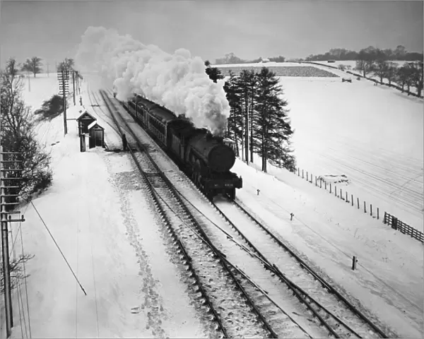 Steam Train In Snow
