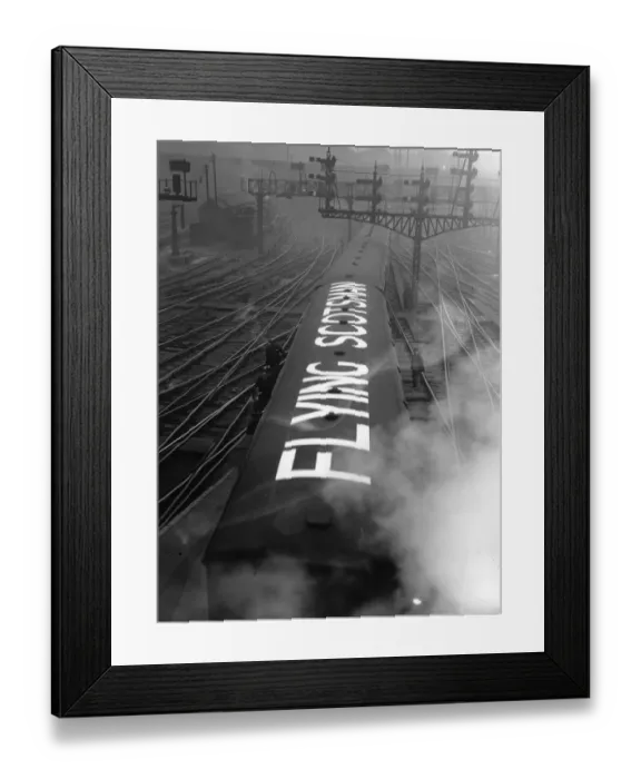 Framed Print : Flying Scotsman painted on the carriage roof of the famous train to enable Framed Print : Flying Scotsman painted on the carriage roof of the famous train to enable