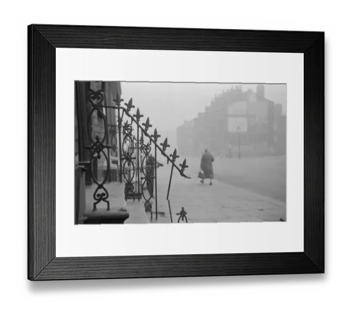 Framed Print : Liverpool Streets; woman walking down a street in a slum area of Liverpool Framed Print : Liverpool Streets; woman walking down a street in a slum area of Liverpool