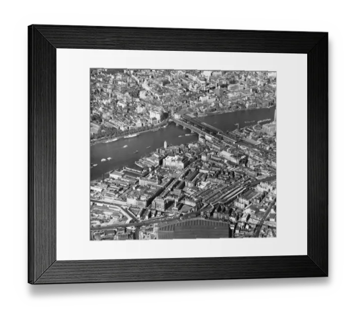 Framed Print : London From The Air; Thames at Blackfriars Bridge in London, with St Pauls Cathedral at top Framed Print : London From The Air; Thames at Blackfriars Bridge in London, with St Pauls Cathedral at top