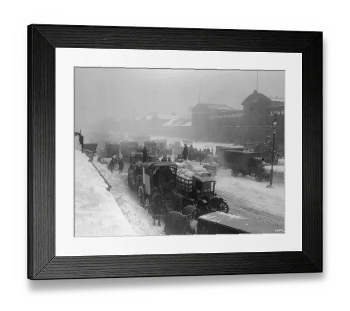 Framed Print : West Street During a Winter Snowstorm