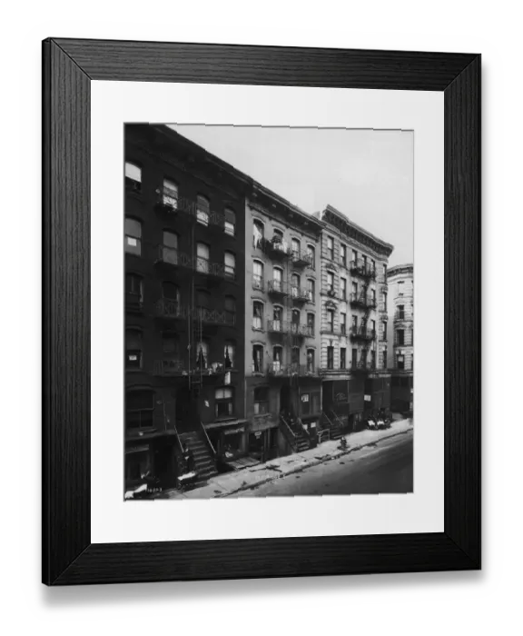 Framed Print : circa 1935: Exterior view of tenement buildings along Ridge Street on the Lower East Side Framed Print : circa 1935: Exterior view of tenement buildings along Ridge Street on the Lower East Side