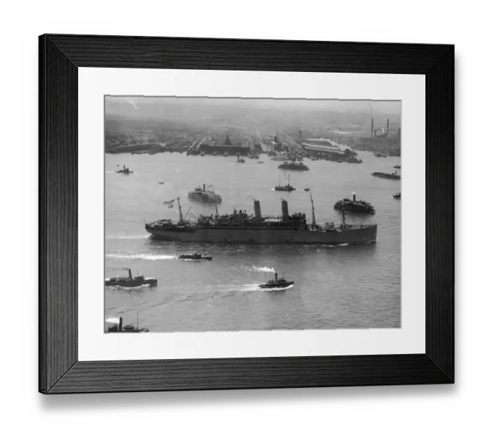 Framed Print : High angle view of the naval ship George Washington returning to New York City Framed Print : High angle view of the naval ship George Washington returning to New York City