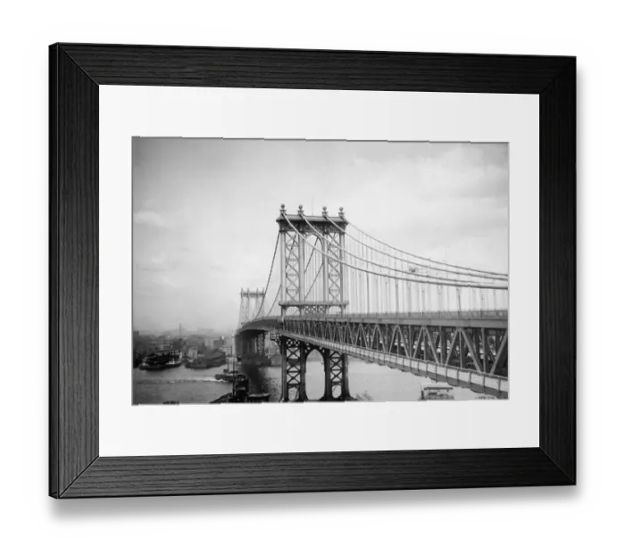 Framed Print : Manhattan Bridge, seen from Manhattan looking over the bay to Brooklyn, New York