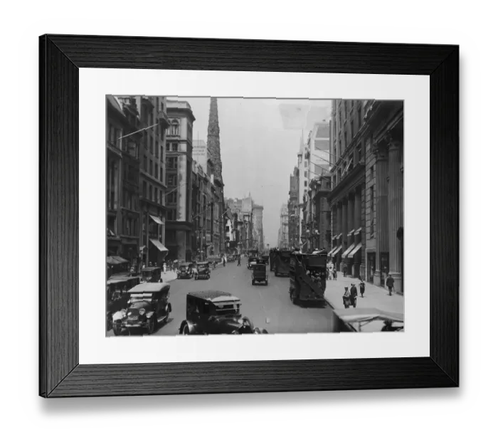 Framed Print : On The Avenue; busy street with automobiles and pedestrians Framed Print : On The Avenue; busy street with automobiles and pedestrians