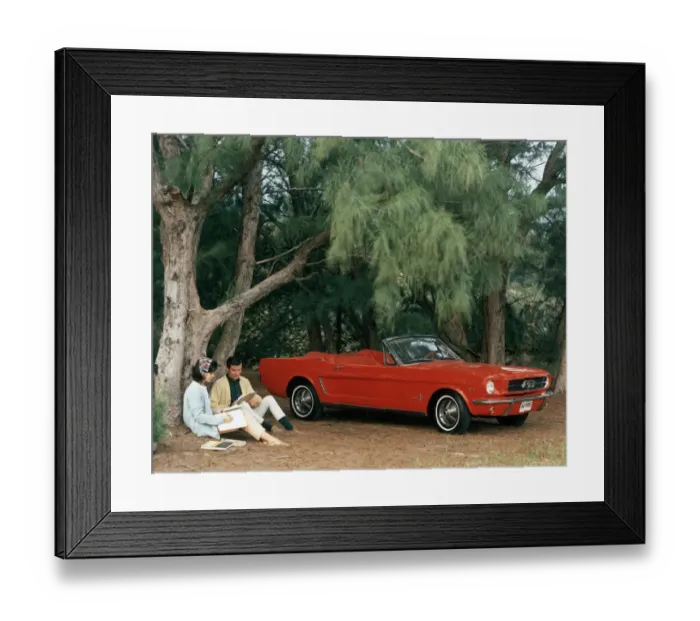 Framed Print : Promotional Shot Of Red 1964 Ford Mustang Convertible