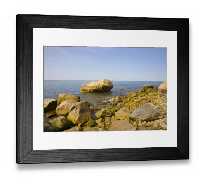 Framed Print : Boulders in water, Southold, NY Framed Print : Boulders in water, Southold, NY