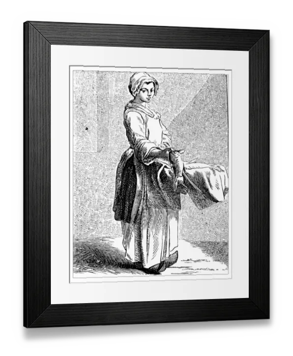 Framed Print : Antique illustration of people and jobs from Paris: fish vendor Framed Print : Antique illustration of people and jobs from Paris: fish vendor