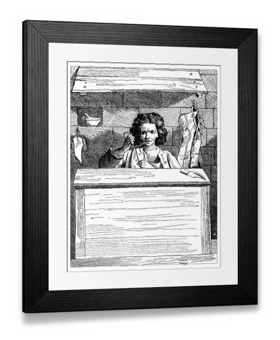 Framed Print : Antique illustration of people and jobs from Paris: Cobbler Framed Print : Antique illustration of people and jobs from Paris: Cobbler