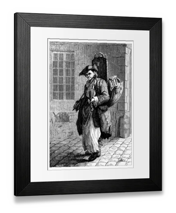 Framed Print : Antique illustration of people and jobs from Paris: street musician