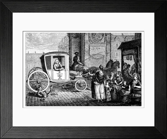 Framed Print : Antique illustration of carriage run over man Framed Print : Antique illustration of carriage run over man
