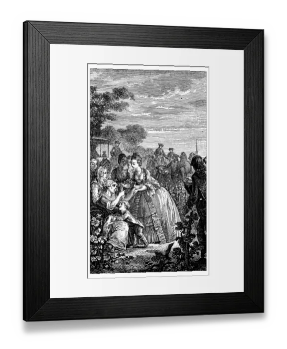 Framed Print : Antique illustration of people outdoor Framed Print : Antique illustration of people outdoor