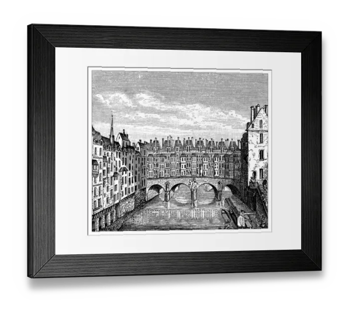 Framed Print : Antique illustration of Pont Saint-Michel Framed Print : Antique illustration of Pont Saint-Michel