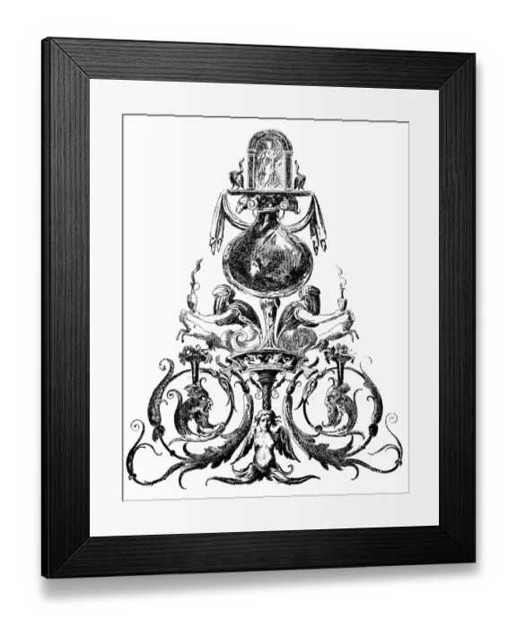 Framed Print : Antique illustration of triangle-shaped decorative element