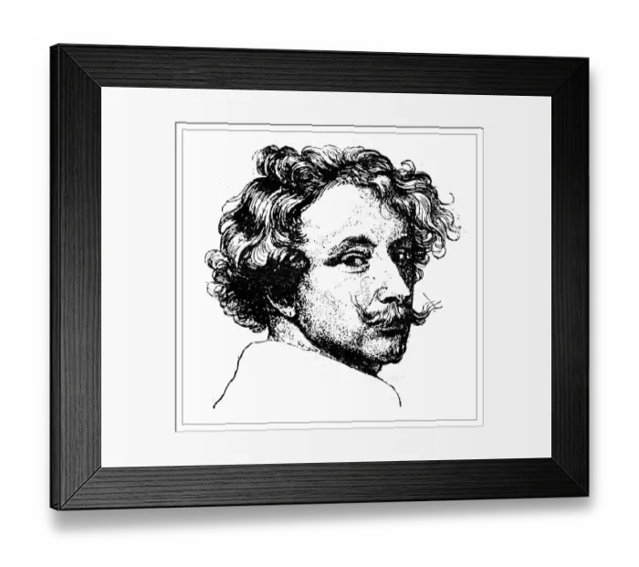 Framed Print : Antique illustration of self-portrait of van Dyck Framed Print : Antique illustration of self-portrait of van Dyck