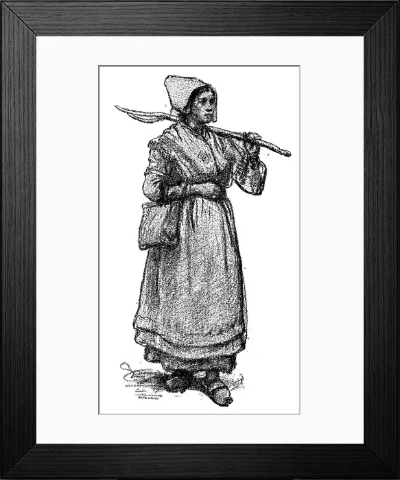 Framed Print : Antique illustration of 19th century young farmer Framed Print : Antique illustration of 19th century young farmer
