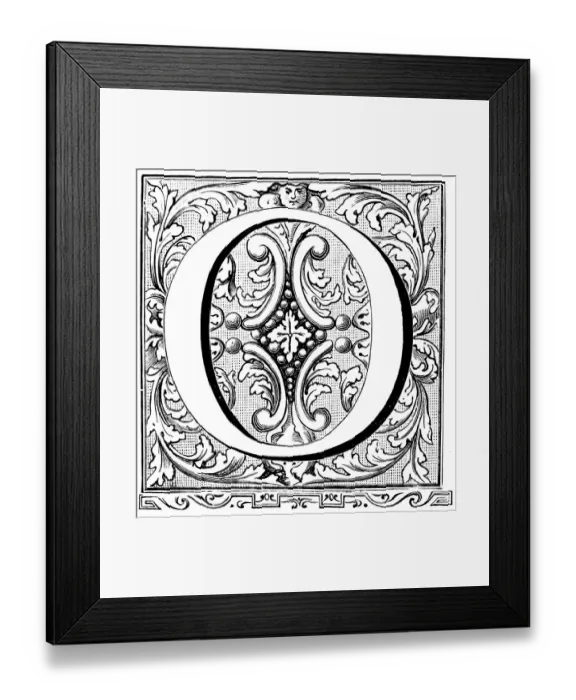 Framed Print : Antique illustration of ornate letter O Framed Print : Antique illustration of ornate letter O