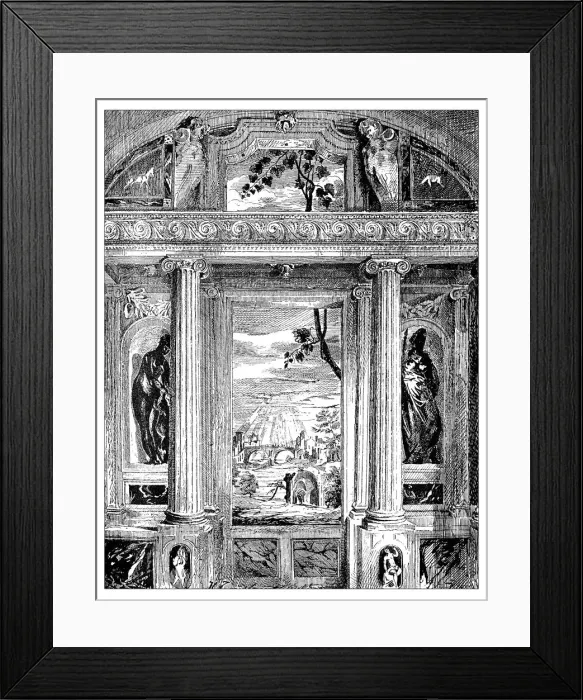 Framed Print : Antique illustration of decoration-interior of Villa Barbaro (Maser, Italy) Framed Print : Antique illustration of decoration-interior of Villa Barbaro (Maser, Italy)