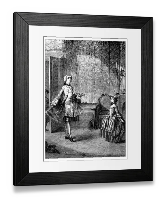 Framed Print : Antique illustration of dance music lesson Framed Print : Antique illustration of dance music lesson