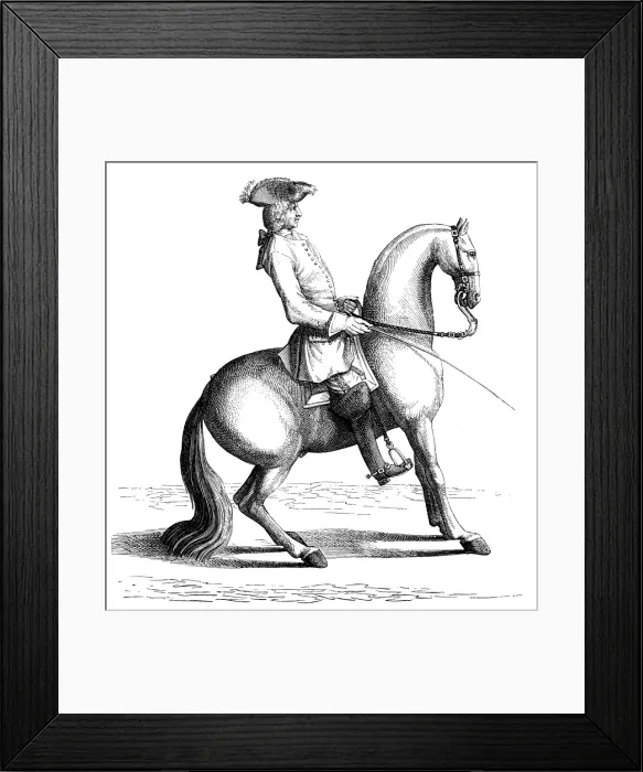 Framed Print : Antique illustration of man riding horse Framed Print : Antique illustration of man riding horse
