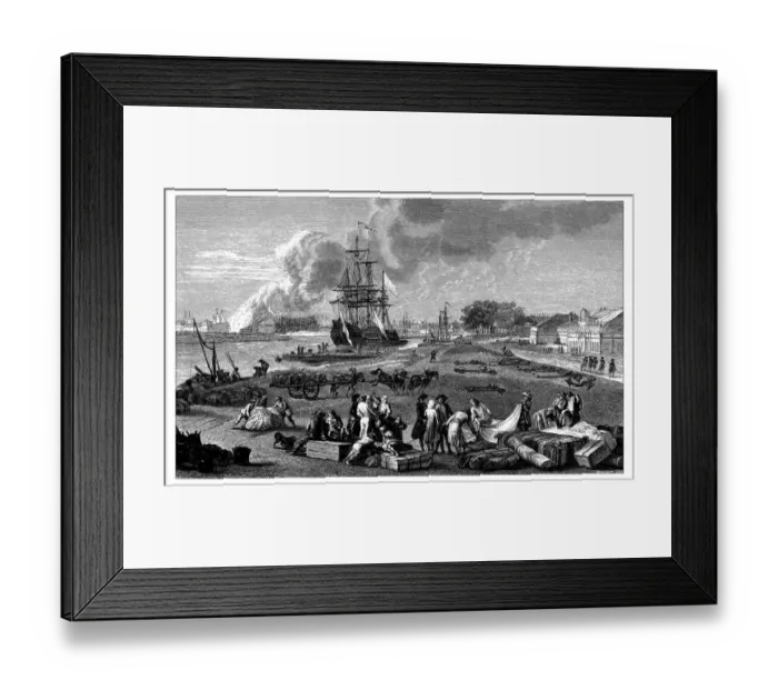 Framed Print : Antique illustration of dock Framed Print : Antique illustration of dock