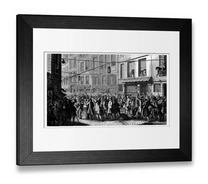 Framed Print : Antique illustration of busy street in Paris Framed Print : Antique illustration of busy street in Paris