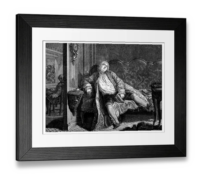 Framed Print : Antique illustration of tired man Framed Print : Antique illustration of tired man