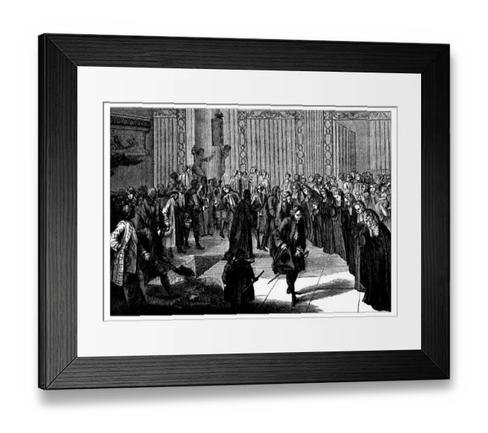 Framed Print : Antique illustration of burying inside church Framed Print : Antique illustration of burying inside church