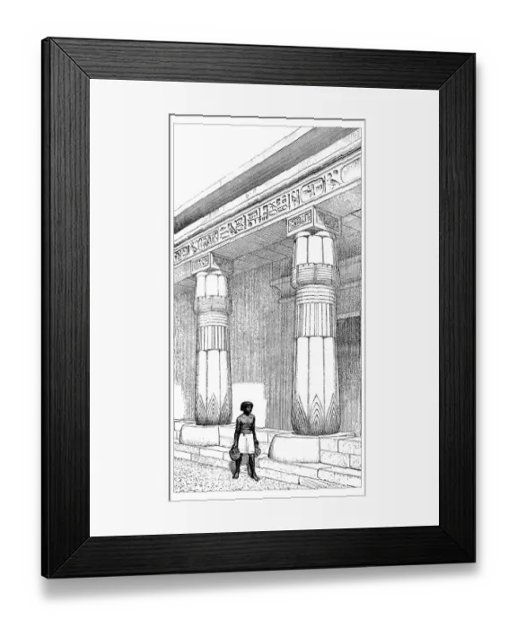 Framed Print : Antique illustration of ancient Egyptian outside a temple Framed Print : Antique illustration of ancient Egyptian outside a temple