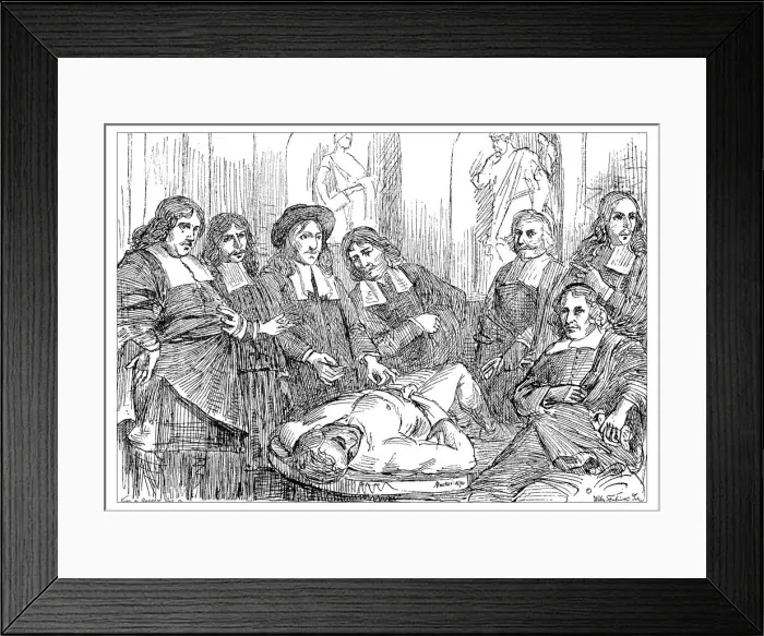 Framed Print : Antique illustration of 17th century anatomy lesson Framed Print : Antique illustration of 17th century anatomy lesson