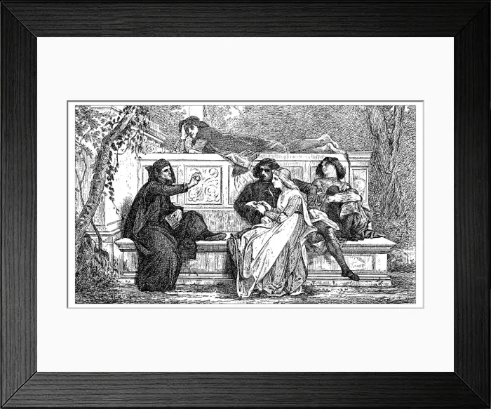 Framed Print : Antique illustration of Italian medieval poets Framed Print : Antique illustration of Italian medieval poets