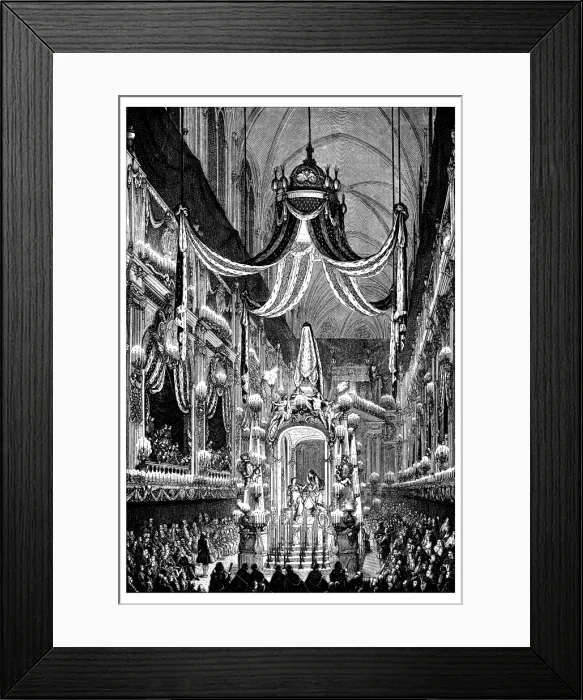 Framed Print : Antique illustration of funeral in Notre Dame Framed Print : Antique illustration of funeral in Notre Dame