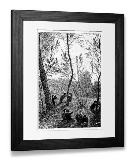 Framed Print : Antique illustration of cockchafer hunting in the woods Framed Print : Antique illustration of cockchafer hunting in the woods