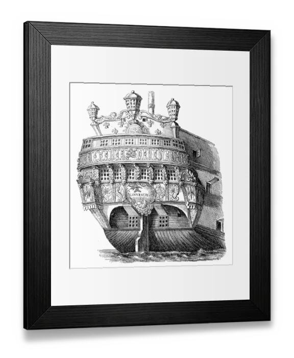 Framed Print : Antique illustration of ship