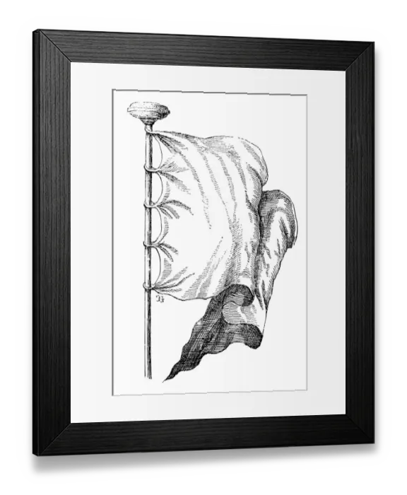 Framed Print : Antique illustration of white flag Framed Print : Antique illustration of white flag
