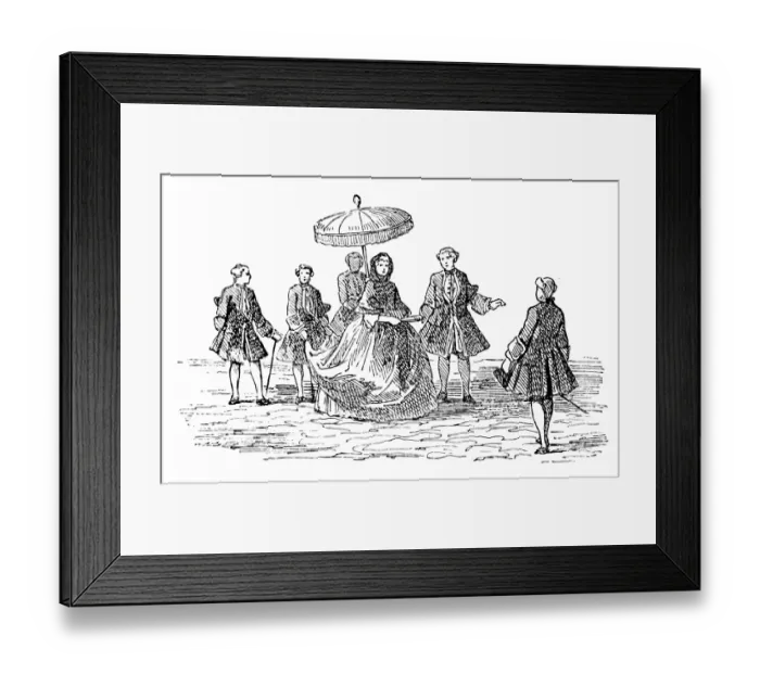 Framed Print : Antique illustration of lady promenade Framed Print : Antique illustration of lady promenade