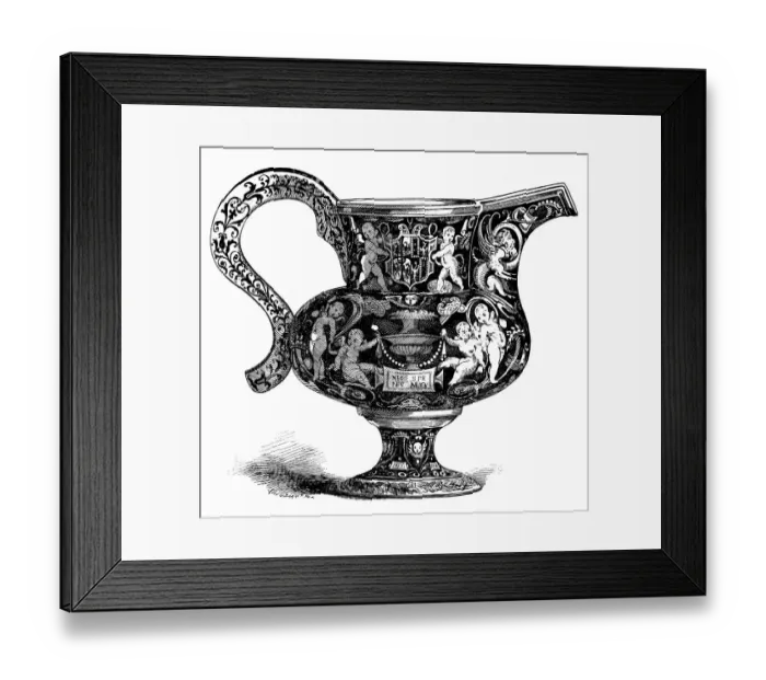 Framed Print : Antique illustration of 16th century Italian faience hanap Framed Print : Antique illustration of 16th century Italian faience hanap