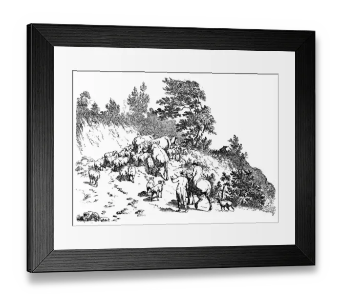 Framed Print : Antique illustration of flock climbing uphill Framed Print : Antique illustration of flock climbing uphill