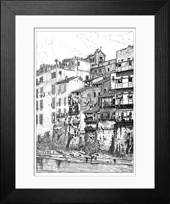 Framed Print : Antique illustration of house on river Tiber in Rome (Italy) Framed Print : Antique illustration of house on river Tiber in Rome (Italy)