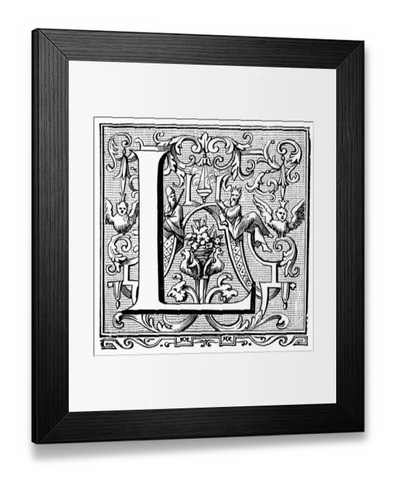 Framed Print : Antique illustration of ornate letter L Framed Print : Antique illustration of ornate letter L
