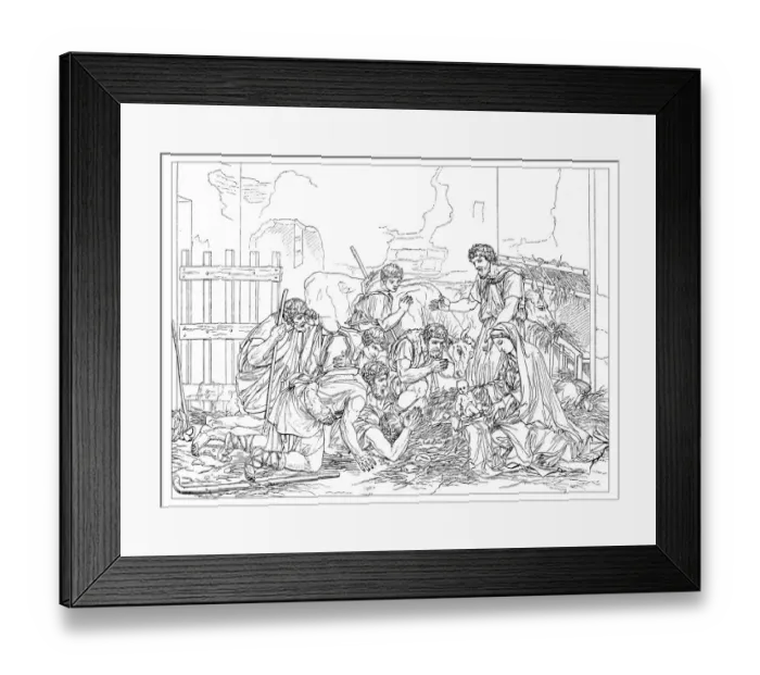 Framed Print : Antique illustration of adoration of the shepherds (Nativity) Framed Print : Antique illustration of adoration of the shepherds (Nativity)