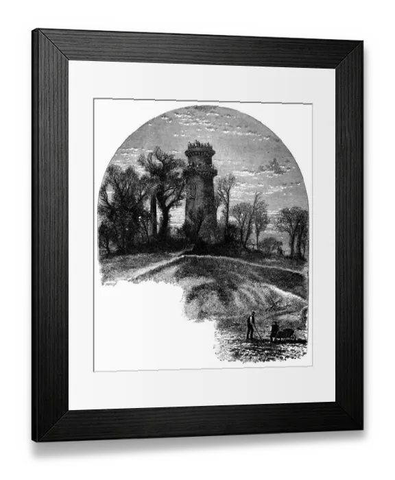 Framed Print : Antique illustration of Washington Tower, Mount Auburn Cemetery