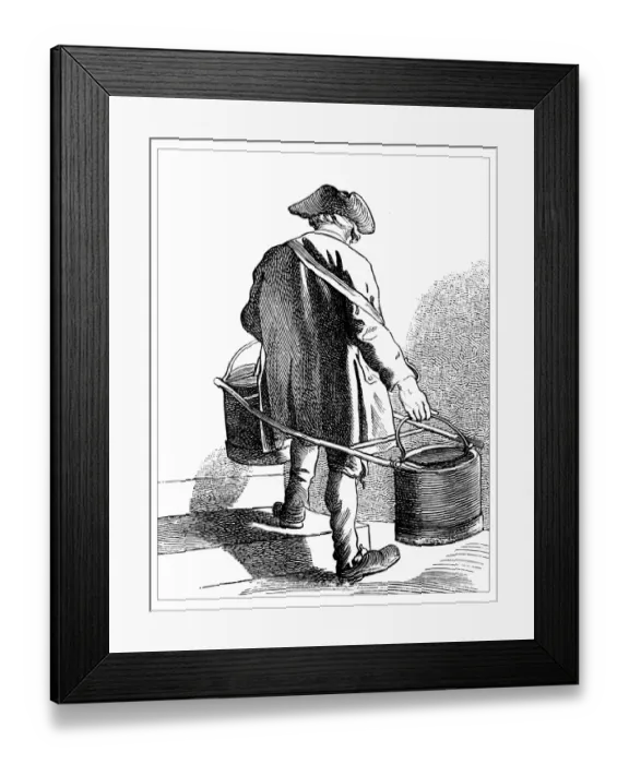 Framed Print : Antique illustration of people and jobs from Paris: Water carrier