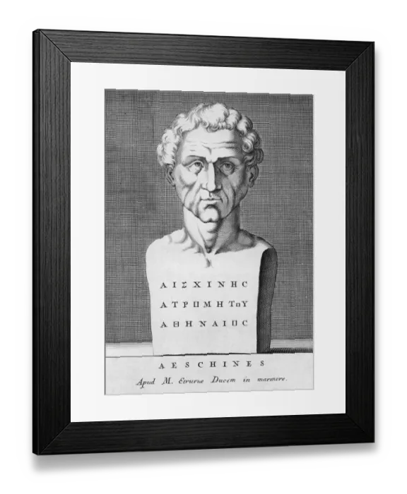 Framed Print : Aeschines. circa 1850: A bust of ancient Athenian orator and statesman Aeschines Framed Print : Aeschines. circa 1850: A bust of ancient Athenian orator and statesman Aeschines