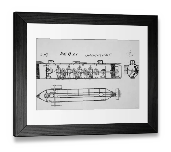 Framed Print : Diagram Of The H. L. Hunley Framed Print : Diagram Of The H. L. Hunley