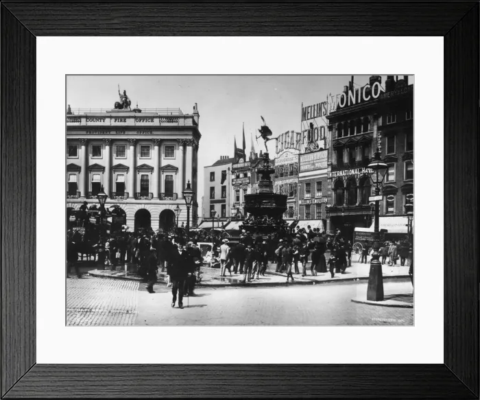 Framed Print : New Eros. 1893: Crowds in Piccadilly Circus viewing the newly erected statue of Eros Framed Print : New Eros. 1893: Crowds in Piccadilly Circus viewing the newly erected statue of Eros