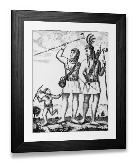 Framed Print : Engraving Of Delaware Indian Family Framed Print : Engraving Of Delaware Indian Family