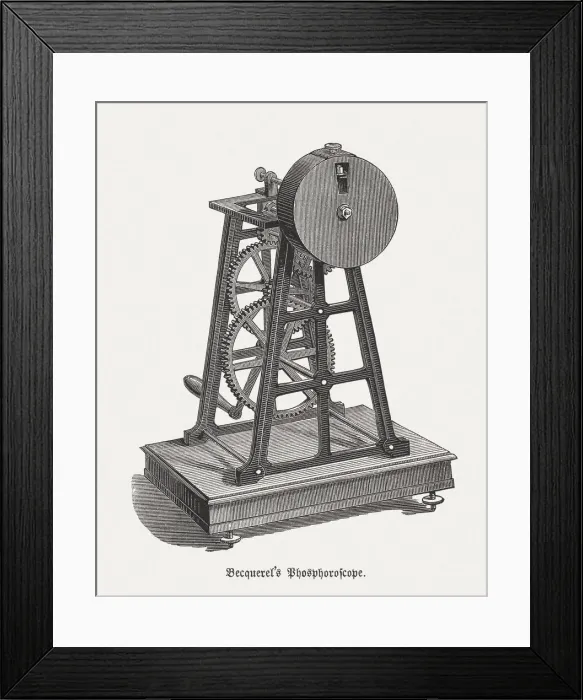 Framed Print : Phosphoroscope (1857) by Becquerel, wood engraving, published in 1880 Framed Print : Phosphoroscope (1857) by Becquerel, wood engraving, published in 1880