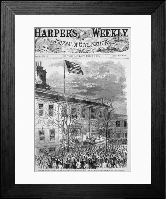 Framed Print : US Flag Above Independence Hall, PA, 1861 Framed Print : US Flag Above Independence Hall, PA, 1861
