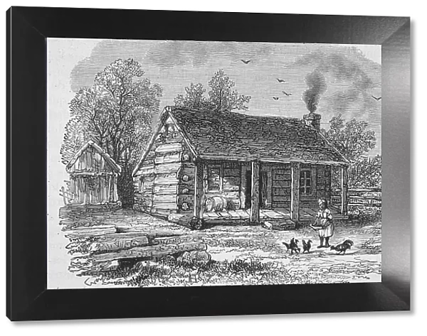 Drawing Of Abraham Lincolns Birthplace, KY, 1860s